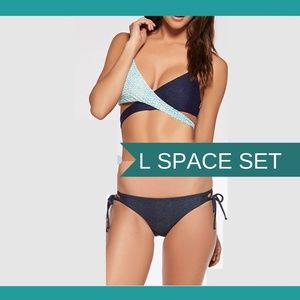 NWT 2PC L Space [ Large ] Chloe Wrap Bikini Top + Gazebo Bottom in‎ Denim